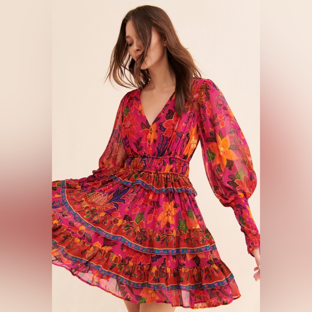Farm Rio tropical tapestry mini dress